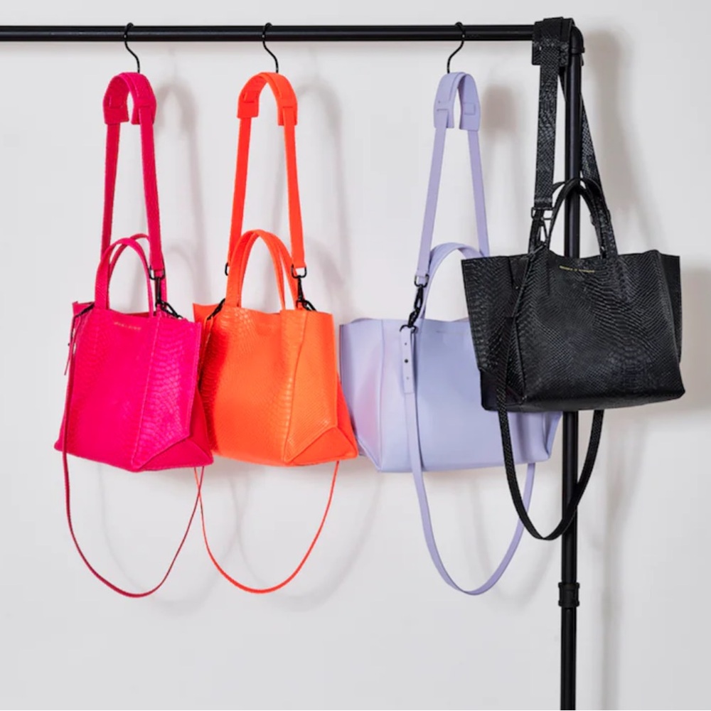 Neon Pink Python Ampersand and Apostrophe Half Tote